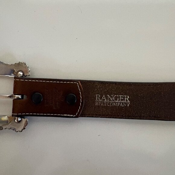 Ranger Western Cross Design Leather Belt 40 in Genuine Handtooled Cowhide WB3582 - Picture 3 of 8